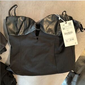 NWT Zara corset bustier leather top